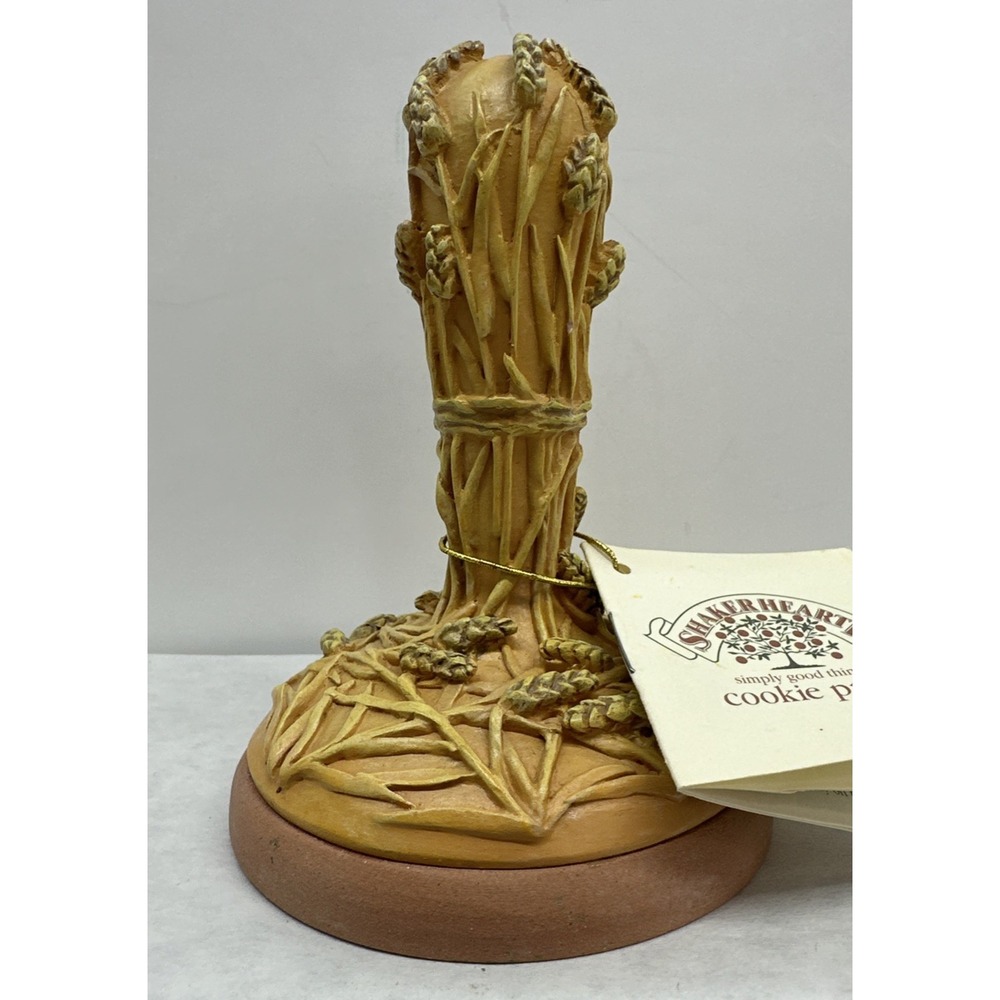 Shaker Hearth Cookie Press Stamp Handle Corn Wheat Fall Autumn Farm Pottery